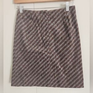 Ann Taylor stretch corduroy browns & cream plaid mini skirt zip& hook closure